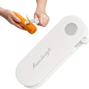 Peeler pentru Legume si Fructe, Flippy, 3.6 x 9.1 cm, Multifunctional, Curatator Pliabil, din ABS si Otel Inoxidabil, Alb - Img 3