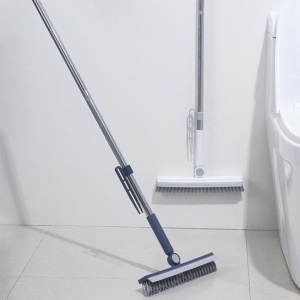 Perie de Curatare pentru Podele si Rosturi, Flippy, Lungime Maner 105 cm, Capat Pivotant 180 Grade, Peri din PP, Otel si Plastic, Cleste pentru Scame si Par Inclus, Albastru - Img 6