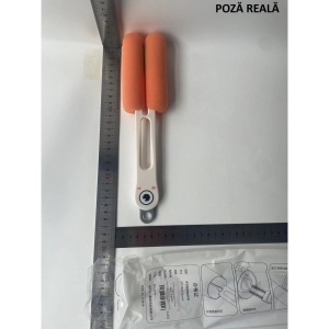 Perie de Curatat Pahare, Cani, Sticle, Flippy, cu Maner Lung si Burete, Accesorii pentru Spalarea Paielor si Capacelor, usor de Agatat, 27.5x11.4x6cm, Alb - Img 2