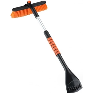 Perie de Zapada cu Racleta pentru Masina, Flippy, Multifunctionala, Rotativa, Demontabila, cu Maner Antiderapant, Telescopica, Aluminiu, Plastic, Fragmentarea Ghetii de pe Parbriz, Solutia pentru Iarna, pentru Dezghetare, Portocalie - Img 8
