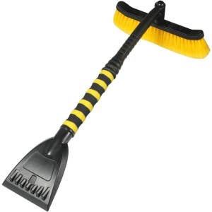 Perie de Zapada cu Racleta pentru Masina, Flippy, Multifunctionala, Rotativa, Demontabila, cu Maner Antiderapant, Aluminiu, Plastic, Fragmentarea Ghetii de pe Parbriz, Solutia pentru Iarna, pentru Dezghetare, 54x10.5x27 cm, Galbena - Img 9