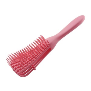 Perie Flexibila, Flippy, pentru Descurcat Par Cret/Umed si Uscat, 8 Brate Mobile, din TPE, 24.5 x 4.5 x 2 cm, Roz - Img 3