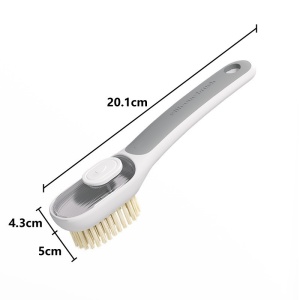 Perie Multifunctionala 2 in 1, Flippy, Perie Densa/Perie din Piele de Caprioara, cu Recipient Lichid, Maner Lung, 20.1x 4.3 x 5 cm, Gri - Img 2