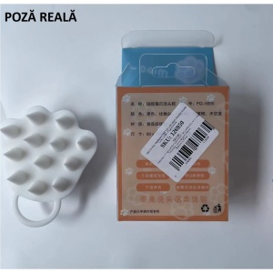 Perie pentru Masajul Scalpului, Perie pentru Sampon, Labuță de Pisică, Dimensiune 7x8 cm, Curatarea si Mentinerea Curata a Parului, Alb - Img 4