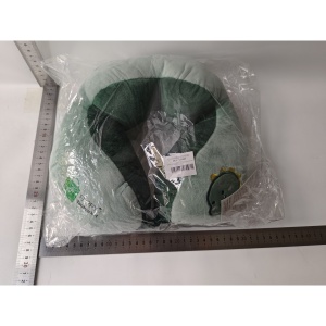 Perna de Calatorie, Flippy, Pentru Gat si Cap, Umplutura din Bumbac, 28x28x10 cm, cu Model Brodat Dinozaur, Verde - Img 7