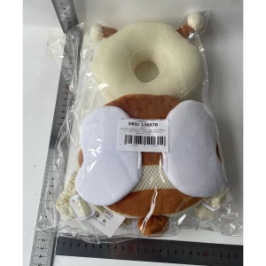 Perna tip Rucsac pentru Protectia Capului, Flippy, Tetiera tip Albina, pentru Bebelusi, Design tip Plasa, 33x6x19 cm, 180 g, Maro/Bej - Img 9