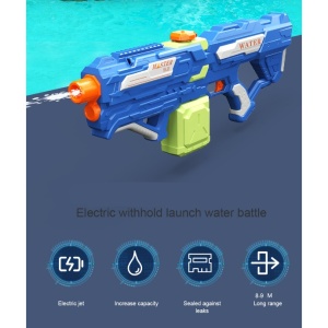 Pistol cu Apa pentru Copii, Rezervor 600ml, Flippy, 14ani+, cu baterie 1200mAh, Electric Burst, Albastru/Verde, 800ML - Img 4