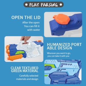 Pistol cu Apa pentru Copii, Rezervor, Pentru Piscina/Plaja, Flippy, 6ani+, 4 duze, Albastru, 1500ML - Img 4