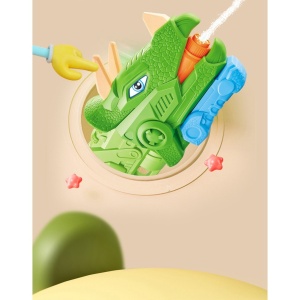 Pistol cu Apa pentru Copii, Rezervor, Pentru Piscina/Plaja, Flippy, 6ani+, Triceratops, 3 duze, Verde, 1330ML - Img 5