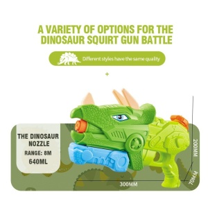 Pistol cu Apa pentru Copii, Rezervor, Pentru Piscina/Plaja, Flippy, 6ani+, Triceratops, 3 duze, Verde, 640ML - Img 7