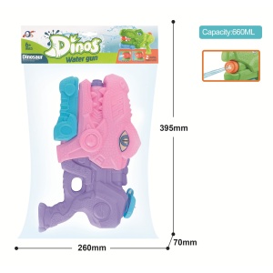 Pistol cu Apa pentru Copii, Rezervor, Pentru Piscina/Plaja, Flippy, 6ani+, Tiranozaur, 3 duze, Roz, 660ML - Img 2