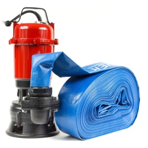 Pompa apa murdara din fonta si plutitor WQD-3000 W + 100 m Furtun pompieri 2" cu cuple