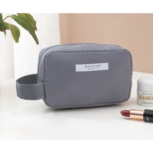 Portfard, Flippy, cu Maner, Material Impermeabil, pentru Cosmetice, 16 x 11 x 7 cm, Gri - Img 2