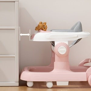 Premergator Multifunctional cu Roti Flippy, Model Iepuras, Inaltime Ajustabila, Tavita, Muzica, Lumini, 66x59x41 cm, Roz - Img 5