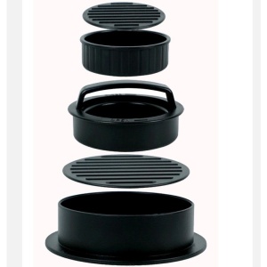 Presa dubla pentru hamburgeri 3 in 1, forma si presa, cu maner, usor de curatat si folosit, 13x13x7 cm, fara lipire, neagra - Img 2