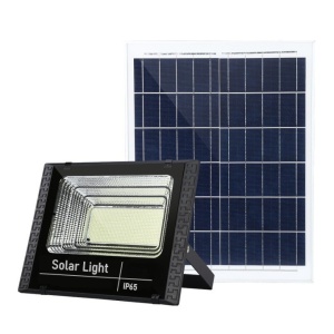Proiector LED SMD 300W cu incarcare solara Flippy, panou solar, cu telecomanda, suport prindere, material ABS, 14AH, 1032 LED-uri, 5 m cablu inclus, 1019Lm, 36x32 cm, negru - Img 1
