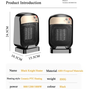 Radiator electric vertical mic Flippy, incalzitor cu 3 trepte de putere , 1800w, negru - Img 2