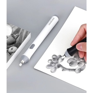Radiera Electrica, Flippy, pentru Schite si Arta, Grosime Varf 3 mm/5 mm, Baterii 2 x AA (neincluse), din ABS, Alb - Img 5