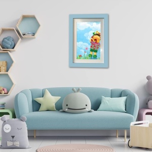 Rama Foto Flippy, cu Magnet, din Lemn, cu Spatiu Pentru Depozitare, Pentru Desene si Picturi A4, Sticla Securizata, Rama MDF, 21x30 cm, Albastru - Img 11
