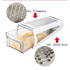 Razatoare de bucatarie cu cutie colectoare Flippy, doua tipuri de lame, carcasa inox si ABS, design practic, alb - Img 2