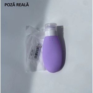 Recipient Portabil din Silicon Elegant de Voiaj, Sticla de Calatorie, Flippy, Potrivita pentru Lotiune, Sampon si Alte Lichide, Anti-scurgere, cu Posibilitate de Reumplere, Capacitate 90mL, Mov - Img 6