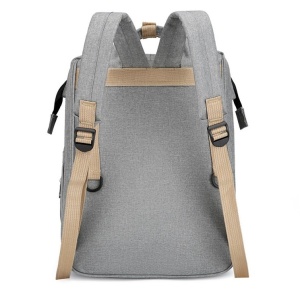 Rucsac Multifunctional pentru Mamici, Flippy, cu Patut Pliabil si Baza de Schimbat, Rezistent la Apa, Capacitate Mare, Usor, Compartimente Multiple, Buzunar Termic pentru Lapte, 42 x 32 x 22 cm, Gri - Img 4