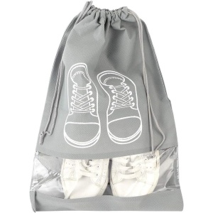 Sac depozitare incaltaminte, pentru voiaj sau depozitare, rezistent la praf, compatibil cu masina de spalat, 27 x 36 cm, gri deschis - Img 9