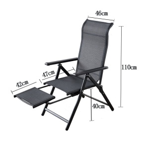 Scaun 2in1 de Gradina, Flippy, Sezlong, Suport Picioare, Pliabil, Cadru Metalic, Impermeabil, 47 x 110 x 46 cm, Negru - Img 1