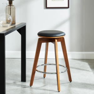 Scaun bar Hermes, negru, 58x58x77 cm - Img 2