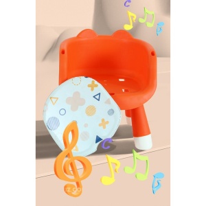 Scaun de Masa pentru Copii, Flippy, 2 in 1, Tavita Detasabila, Spatar Ergonomic, +6 Luni, Inaltime 36 cm, Portocaliu - Img 5
