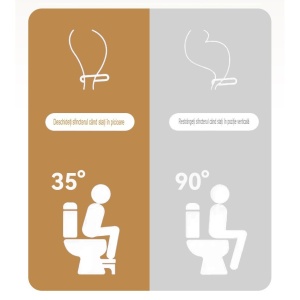 Scaunel WC, Flippy, Tratament Impotriva Hemoroizilor si Constipatiei, Scaun Inaltator WC Copii, Suport Picioare WC, Taburet Inaltator Pozitia Corecta Ghemuit Pe WC, Plastic Rezistent, 17x22x38 cm, Gri - Img 2