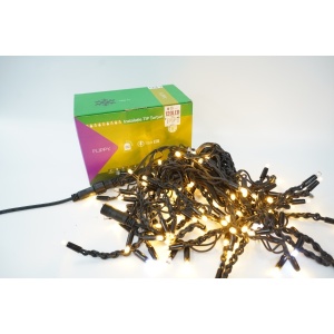 Sectiune Instalatie de Craciun Flippy® Tip Turturi, Franjuri cu Flash, IP65, Sectiune 5 m, 120 LED-uri, Interconectabila, Fir Negru, Alb Cald, Atentie! fara Alimentator - Img 1