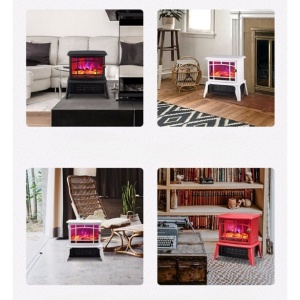 Semineu electric Flippy, 1500W, cu efect de flacara, 25 x 16 x 25 cm, Alb - Img 3