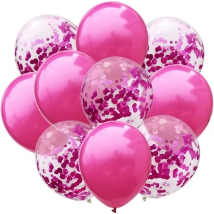 Set 10 Baloane din Latex, Flippy, Model Party Confetti, 5 x Confetti, 5 x Roz, 25 cm, 2.2g - Img 1