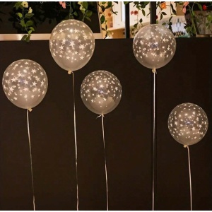 Set 10 Baloane din Latex Transparente, Flippy, Model Party, 30 cm, Stelute Albe, 2.8 g - Img 6