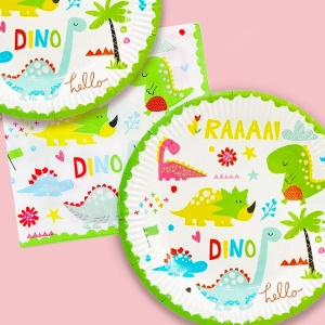 Set 10 Farfurii Petrecere, Flippy, Colectia Dino Park, 17 cm Diametru, din Carton, Multicolor - Img 2