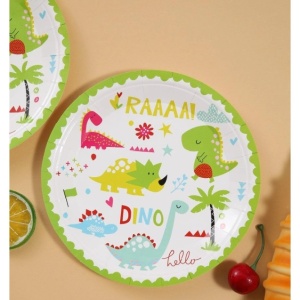 Set 10 Farfurii Petrecere, Flippy, Colectia Dino Park, 17 cm Diametru, din Carton, Multicolor - Img 5