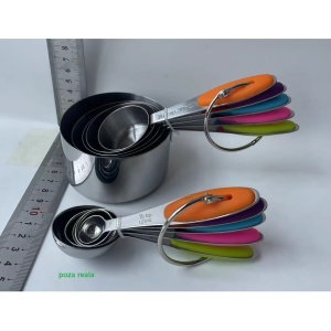 Set 10 Piese de Masurare, Flippy, 5 Linguri Gradate + 5 Cesti Gradate, Otel Inoxidabil + Silicon, 19 x 8 x 9 cm, Multicolor - Img 2