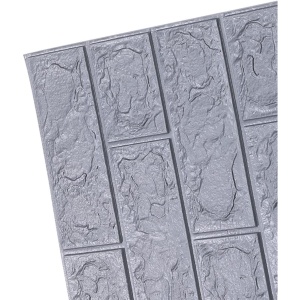 Set 10 Placi Tapet 3D, Flippy, 70 x 77 cm, Grosime 3 mm, din Polietilena, Model Caramida, Suprafata acoperita 5.3 mp, Argintiu - Img 6