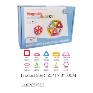 Set 148 Piese Magnetice de Constructie, Flippy, Piese Medii, Magnetic Blocks, Forme Geometrice, 3 Ani, ABS, Magnet, 25 x 17.8 x 10 cm, Multicolor - Img 2