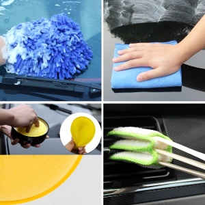 Set 17 Accesorii pentru Curatare Auto, Flippy, Interior si Exterior, 4 Capete pentru Bormasina, 5 Pensule, 3 Perii, 1 Laveta, 1 Manusa, 1 Perie Tripla Grilaj, 2 Bureti, Multicolor - Img 5