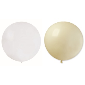 Set 2 Baloane din Latex, Flippy, Model Party Jumbo, 90 cm, Alb si Bej, 35 g - Img 4
