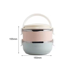 Set 2 Caserole pentru alimente Flippy, lunch box, 1400 ml, otel inoxidabil, maner, valva aerisire, 15.5 x 15 cm, inchidere etansa, multicolor - Img 4