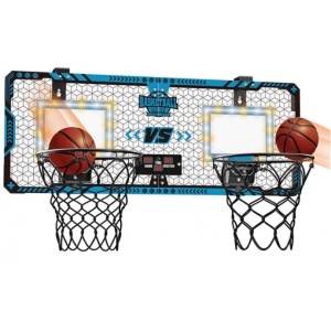 Set 2 Cosuri de Baschet pentru Copii, Flippy, cu Tablou de Bord Electronic, Pentru 2 Jucatori, Minge, Pompa, 2 Moduri, Interior/Exterior, Inel Metalic si Rabatabil cu Arc, Luminos, 60x31x6 cm, Multicolor - Img 1
