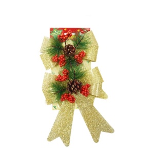 Set 2 fundite pentru brad, Aurii, decorate, cu sclipici, 14 x 19 cm, din poliester, Flippy - Img 1
