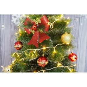 Set 2 fundite pentru brad, Rosii, decorate, cu sclipici, 14 x 19 cm, din poliester, Flippy - Img 3