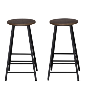 Set 2 scaune bar Hogland, negru si stejar antichizat, 40x40x71 cm - Img 1