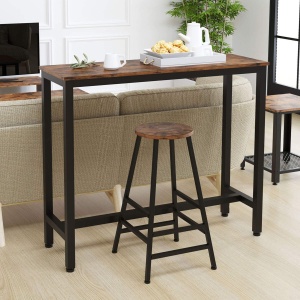 Set 2 scaune bar Hogland, negru si stejar antichizat, 40x40x71 cm - Img 3