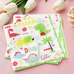 Set 20 Servetele de Masa, Flippy, Colectia Dino Park, 17 x 17 cm, din Hartie, Multicolor - Img 5