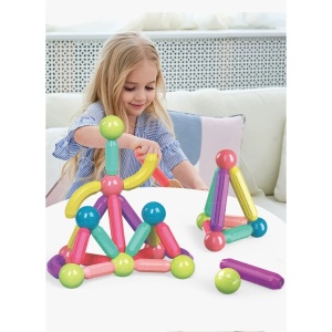 Set 25 de Piese Magnetice de Constructie, Flippy, Puzzle, Forme, 3 Ani, ABS, Magnet, 16x6x14 cm, Multicolor - Img 4